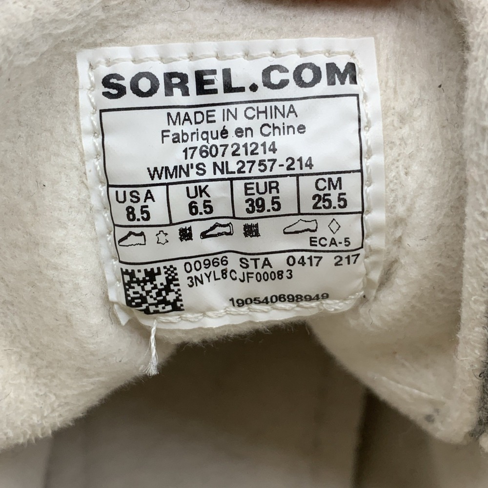 Sorel Sneakchic Alpine Womens Size 8.5 Beige Gray Leather Sherpa Snow Boots - Picture 6 of 10